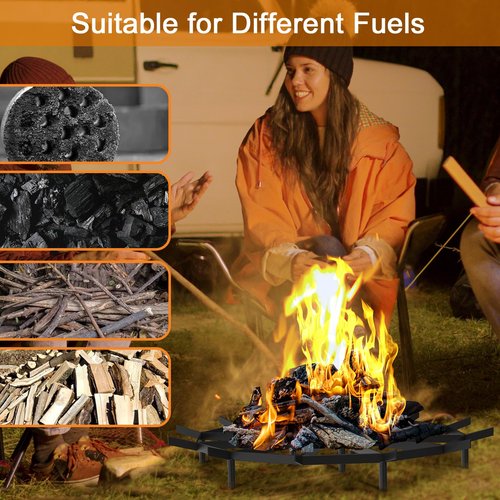 Firepit Grate Round 24 Inch Heavy Duty,Fireplace Log Grate Round Metal for Outdoor,Fire Pit Grate Campfire,Firewood Grates for Fireplace Rounds Indoor for Chimney Hearth,Camping Tools
