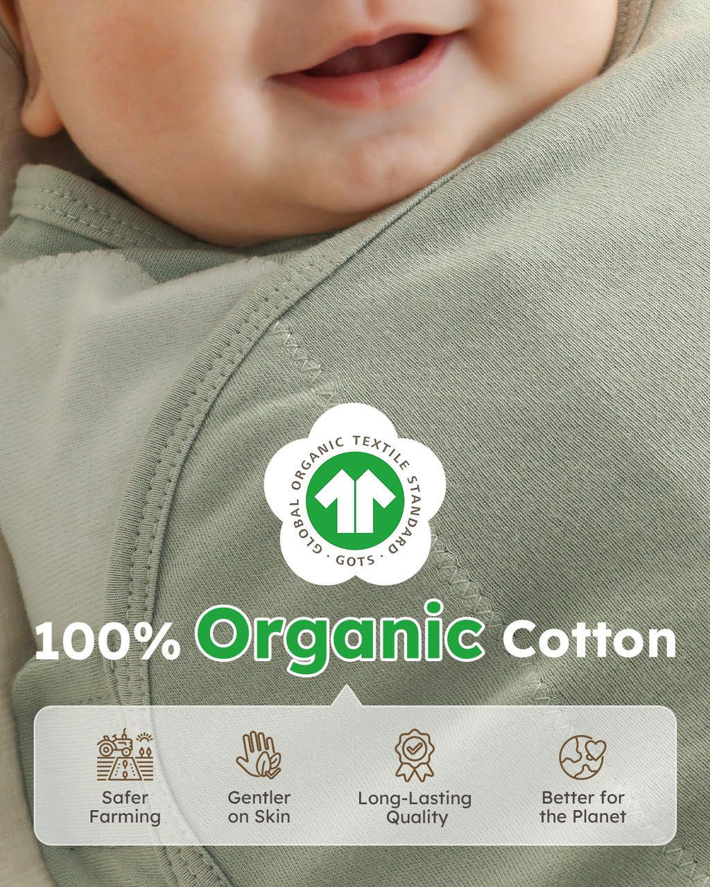Yoofoss Baby Swaddles - 100% Organic Cotton Adjustable Sleep Sack for Newborns 0-3 Months | Soft & Breathable