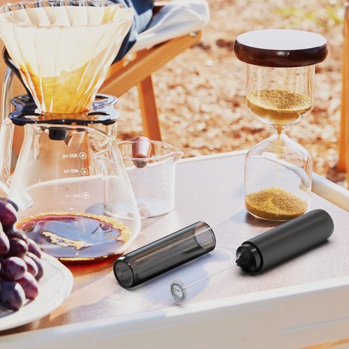 BONACHEF Rechargeable Milk Frother Handheld with Cover Electric Handheld Foam Maker Portable Drink Mixers for Matcha,Lattes and Cappuccino, Black