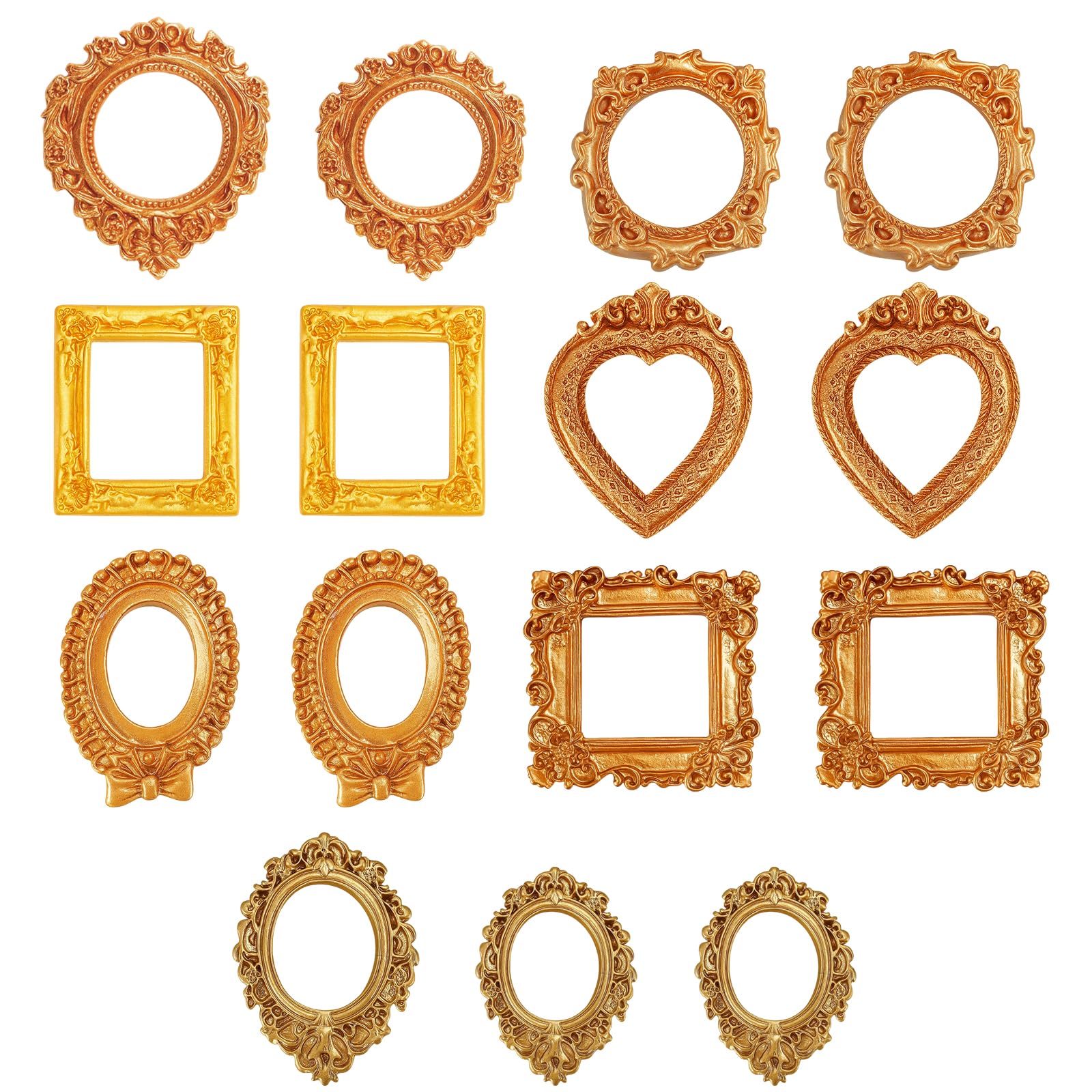 ZHLKHIOP 15 Pcs Mini Gold Frames, Mini Vintage Frames, Small Gold Picture for Wall Collage, Vintage Style Photo for Home Decor,Gifts