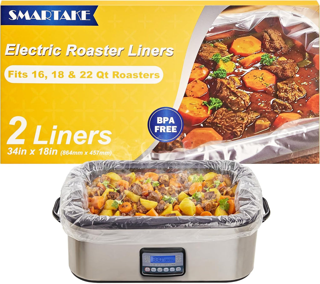 SMARTAKE Disposable Roaster Liners - 2 Count for 16, 18, 22 Quart Roasters | Easy Cleanup, 18 x 34 Inch