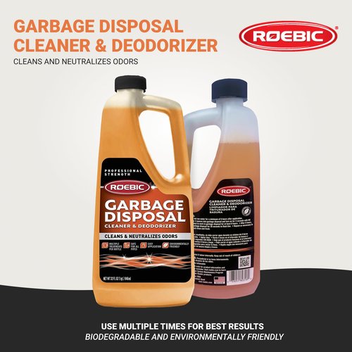 Roebic K-27 Garbage Disposal Cleaner, Liquid Sink and Sewer Drain Deodorizer with Bacteria Enzymes, Kitchen Odor Eliminator, 32 fl oz