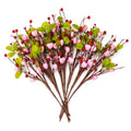 AXYLEX Valentines Day Decorations Floral Picks Stems - 8Pcs,16 Inch Artificial Pink Berry Heart Shaped Branches Gift for Wedding Home Vase Decor (PinkGreen)