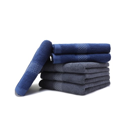 Weierduosi Cotton Hand Towels Set, 6-Piece Set(14in x 29.5in), Super Absorbent Quick Drying,Soft,Bathroom Towels,Suitable for Gyms,Kitchen,Gift(Dark Grey,Dark Blue)