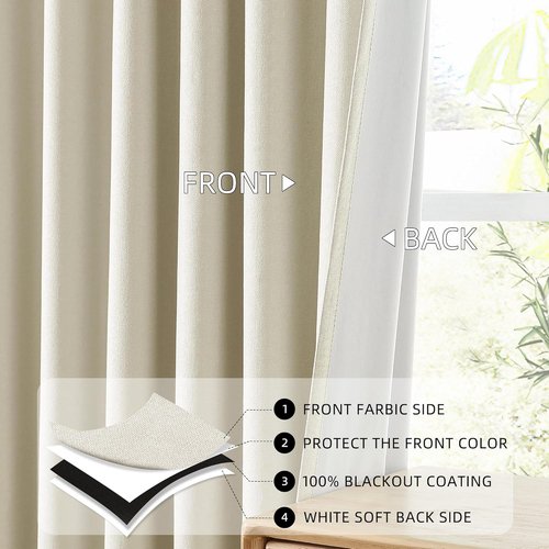 ChrisDowa Blackout Linen Curtains - 84-Inch Thermal Insulated Drapes for Living Room & Bedroom | 2 Panels