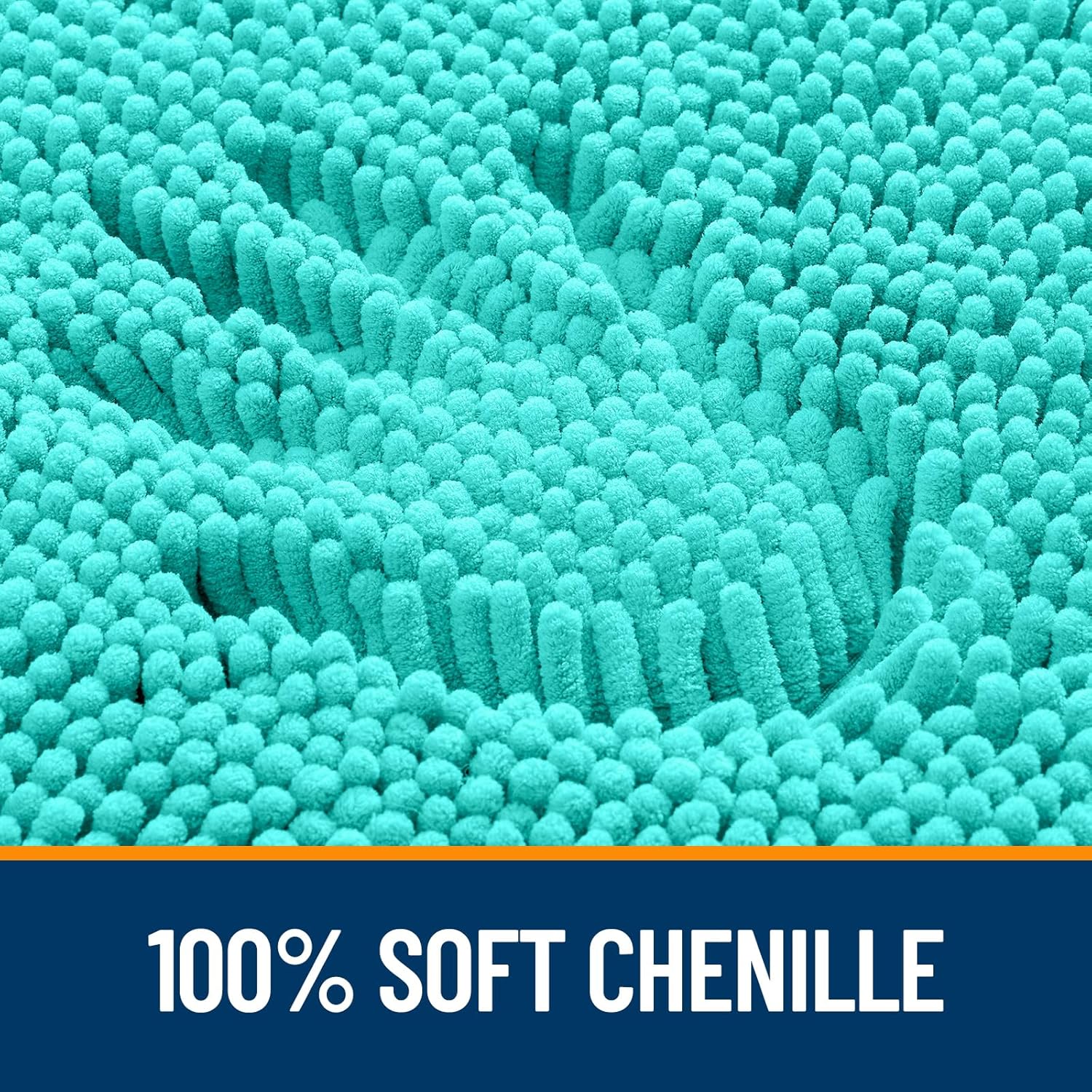 OLANLY U-Shaped Toilet Rug - Extra Soft Chenille Bathroom Mat, Quick-Dry & Non-Slip, 24x20, Teal