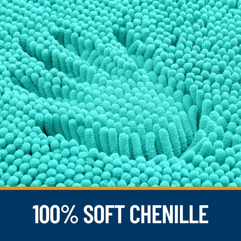 OLANLY Bathroom Runner Rugs - Extra Soft Chenille Bath Mats | Quick-Dry, Machine Washable, 47x20, Teal