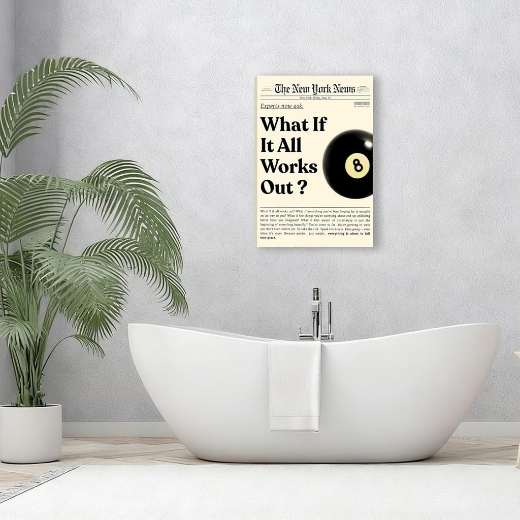 **What If It All Works Out | Black Canvas Wall Art - Inspirational Quotes for Home Decor | 12x18 in**