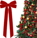 Regine Switzerland 12Pcs Red Velvet Ribbon Bows - 5in x 10in Xmas Tree Ornaments for Holiday Decor