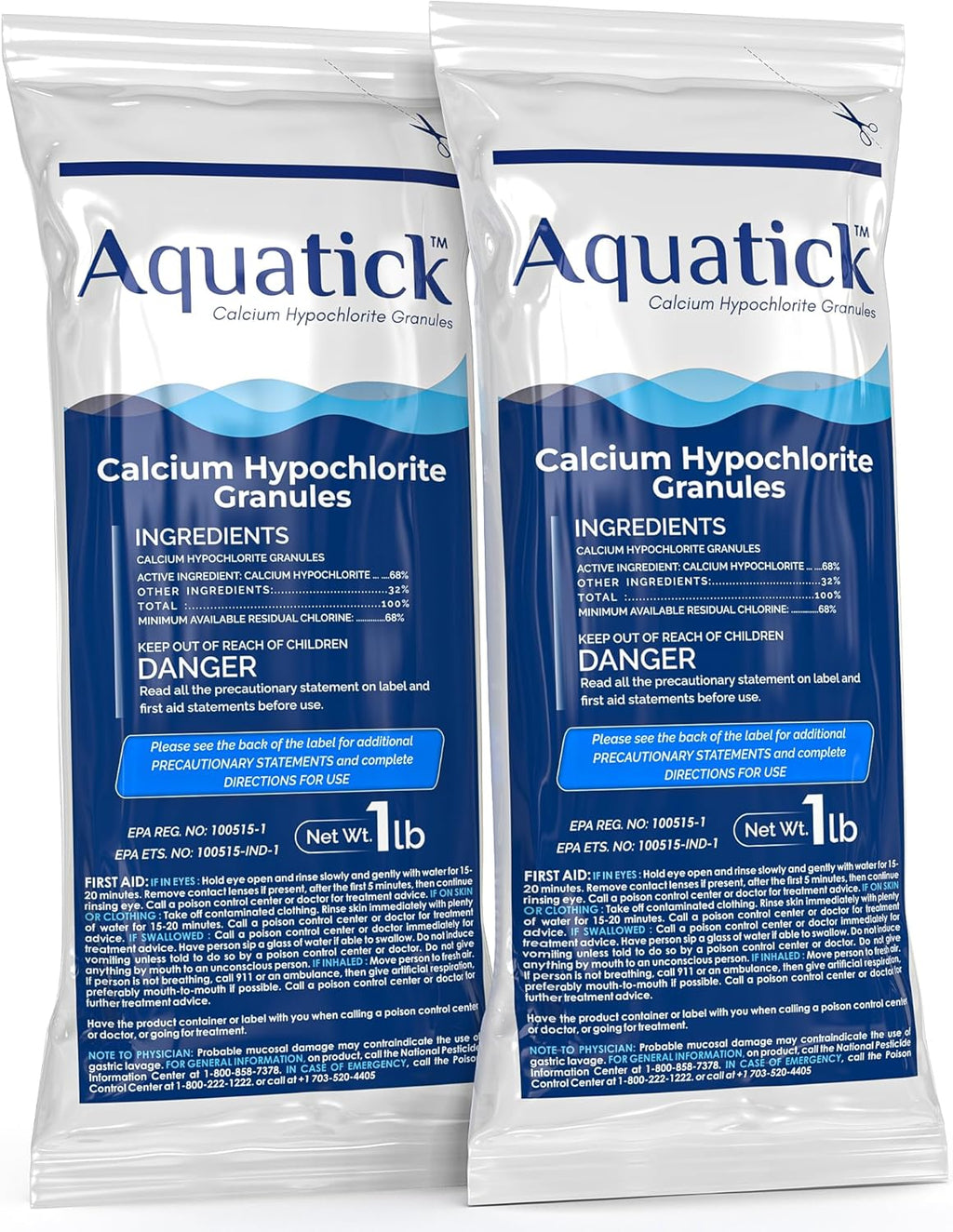 Pro-Grade Chlorine Pool Shock - 68% Cal-Hypo Granular Sanitizer for Crystal Clear Water | 2 x 1lb
