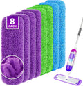 UNIMADE Reusable Mop Pads - 8 Pack Microfiber Refills with Scrubber Strips for 13''-15'' SprayMop | Washable, Pet-Friendly, Multi-Color