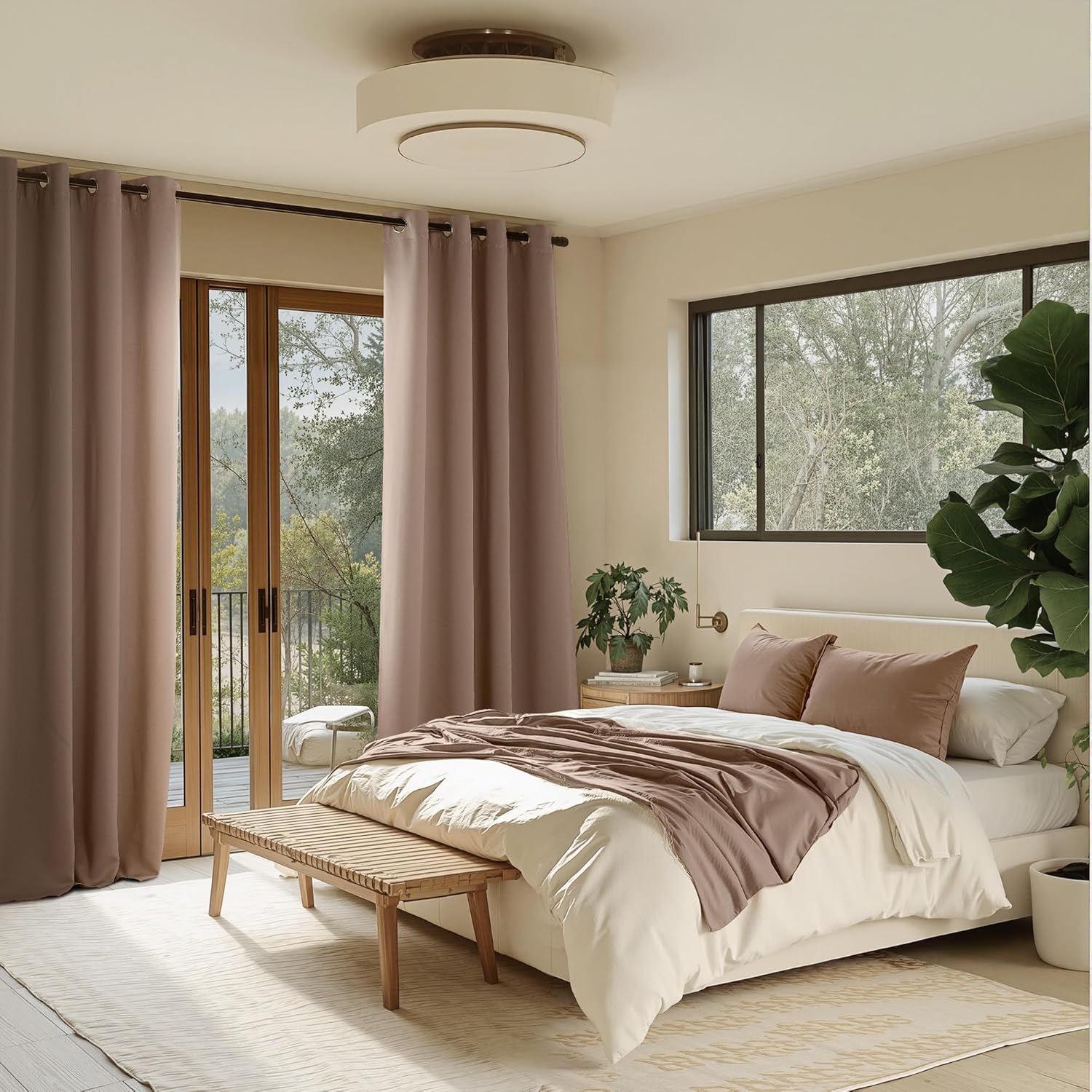 NICETOWN Room Darkening Curtains - Elegant Cappuccino Drapery Panels, 52" x 84" Size