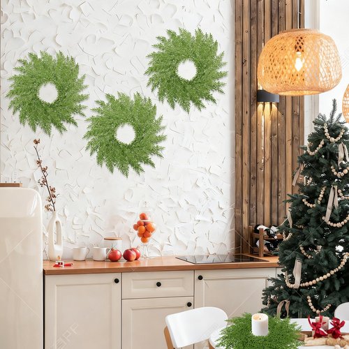 6PCS Christmas Cedar Candle Rings Wreaths 12 Inch Artificial Pine Garland Candle Ring Holder for Christmas Cabinet Table Chair Windows Wedding Doors Xmas Tree Centerpiece Decorations