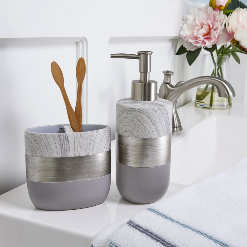 Liselotte Lotion and Soap Dispenser - 14.9 oz, Modern Silver Finish