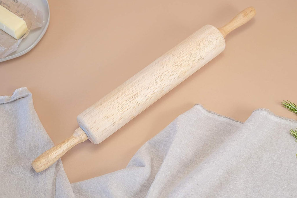 Classic Wood Rolling Pin - 20-Inch Baker's Essential for Pizza Dough, Cookies, Pastries & Pasta