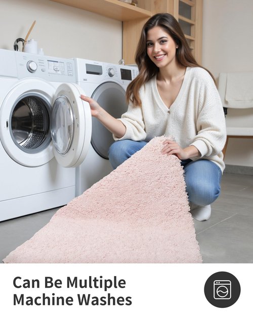 ILANGO Pink Bathroom Rugs 32" × 20" Non Slip & Super Absorbent Extra Thick Soft, Washable Bath Mat for Floor, Microfiber Plush Shaggy Bath Rug with Rubber for Bathtub Shower Room Sink