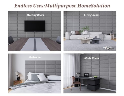 Gorkett Peel and Stick Upholstered Wall Mounted Headboard Queen Size, 9 Panels Tufted Fabric Headboard,Wall Mounted Headboards, Interior Wall Panels for Bedroom, 10"x24" Dark Grey