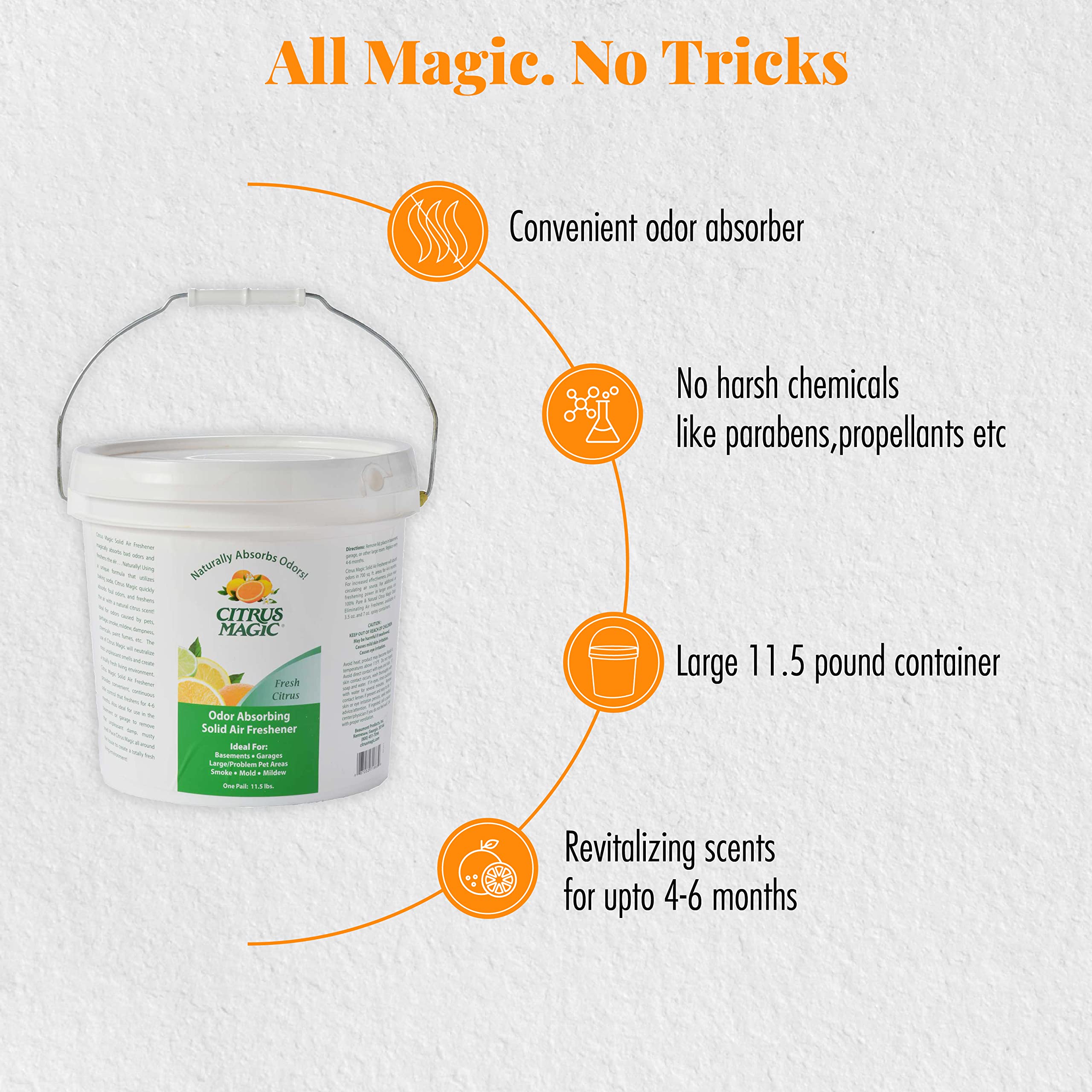 Citrus Magic Odor Absorbing Solid Air Freshener, Fresh Citrus, 11.5-Pound