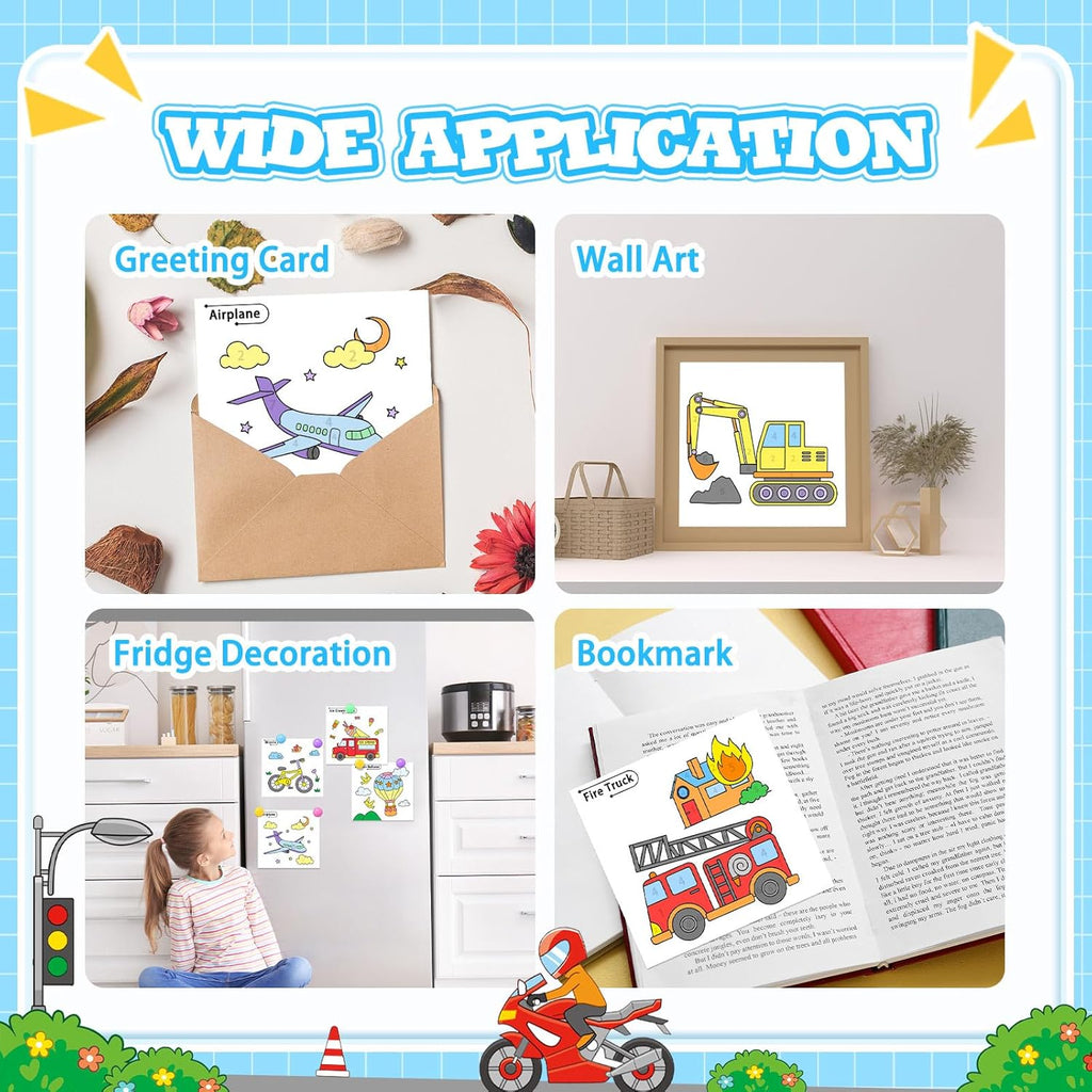 SOCOLER Watercolor Painting Kit - Mess-Free Traffic Theme Art Books for Toddlers Ages 1-8