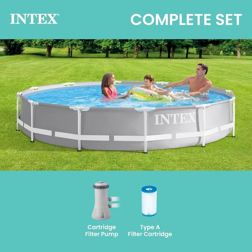 Intex 26711EH Prism Frame Above Ground Swimming Pool Set - 12ft x 30in | Includes 530 GPH Filter Pump, Puncture & Rust Resistant, 1718 Gallon Capacity