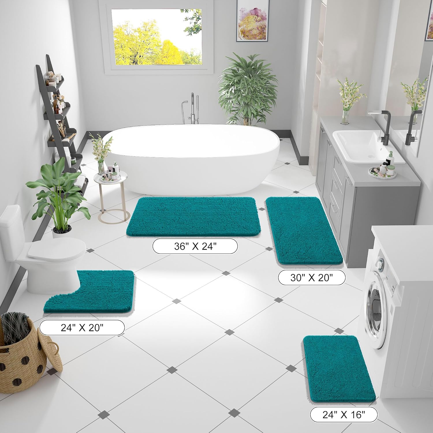 OLANLY Bathroom Rugs - Extra Soft Chenille Bath Mats | Quick Dry, Machine Washable, 36x24, Deep Lake