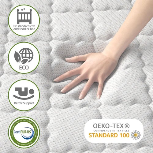 CertiPUR-US Medium Firm Mattress - High Density Foam, Edge Reinforced, Odorless | Standard Size, Pure White