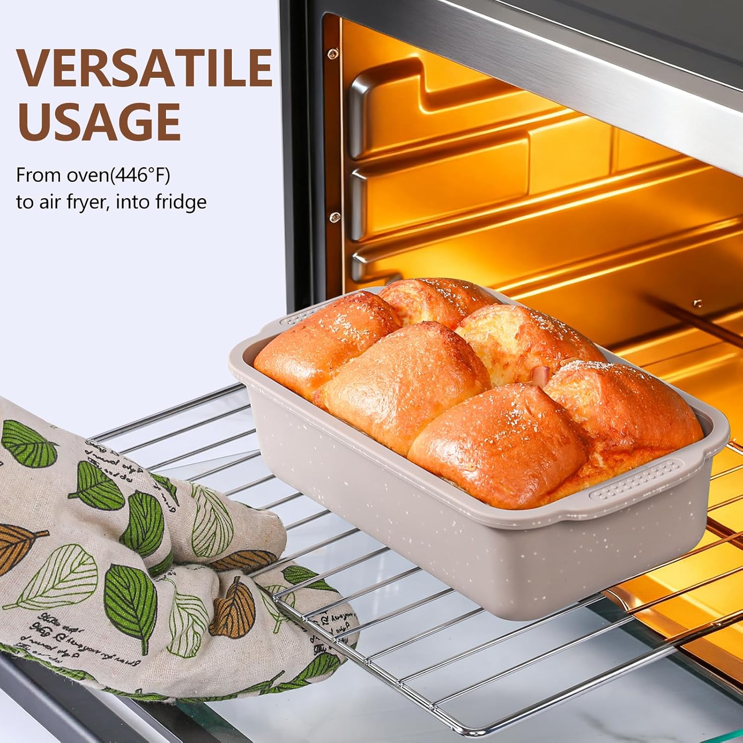 Vinino Nonstick 6-Piece Baking Pans Set - Silicone Muffin, Loaf & Cake Pans with Metal Reinforcement | Carbon Steel Roasting Pan & Cookie Sheet