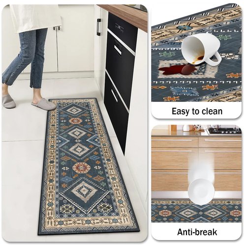 SIPIHA Boho Kitchen Rugs Sets 4 Piece with Runner Floral Kitchen Floor Mat Carpet Farmhouse Kitchen Rugs and Mats Non Skid Washable Runner Rug for Kitchen Floor Sink