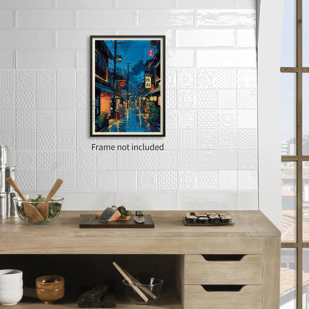 Podafu Japanese Tokyo Tea House Wall Art - Unframed 12x16in Canvas Print for Bedroom Decor