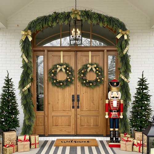 N&T NIETING 9FT Christmas Norfolk Pine Garland - Real Touch Faux Greenery for Indoor/Outdoor Decor