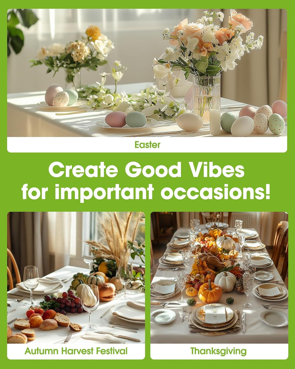 Pureegg Disposable Plastic Table Cloths - 10 Pack, 54 x 108 Inch, Leakproof & Sturdy for Parties, Weddings, Thanksgiving - Beige