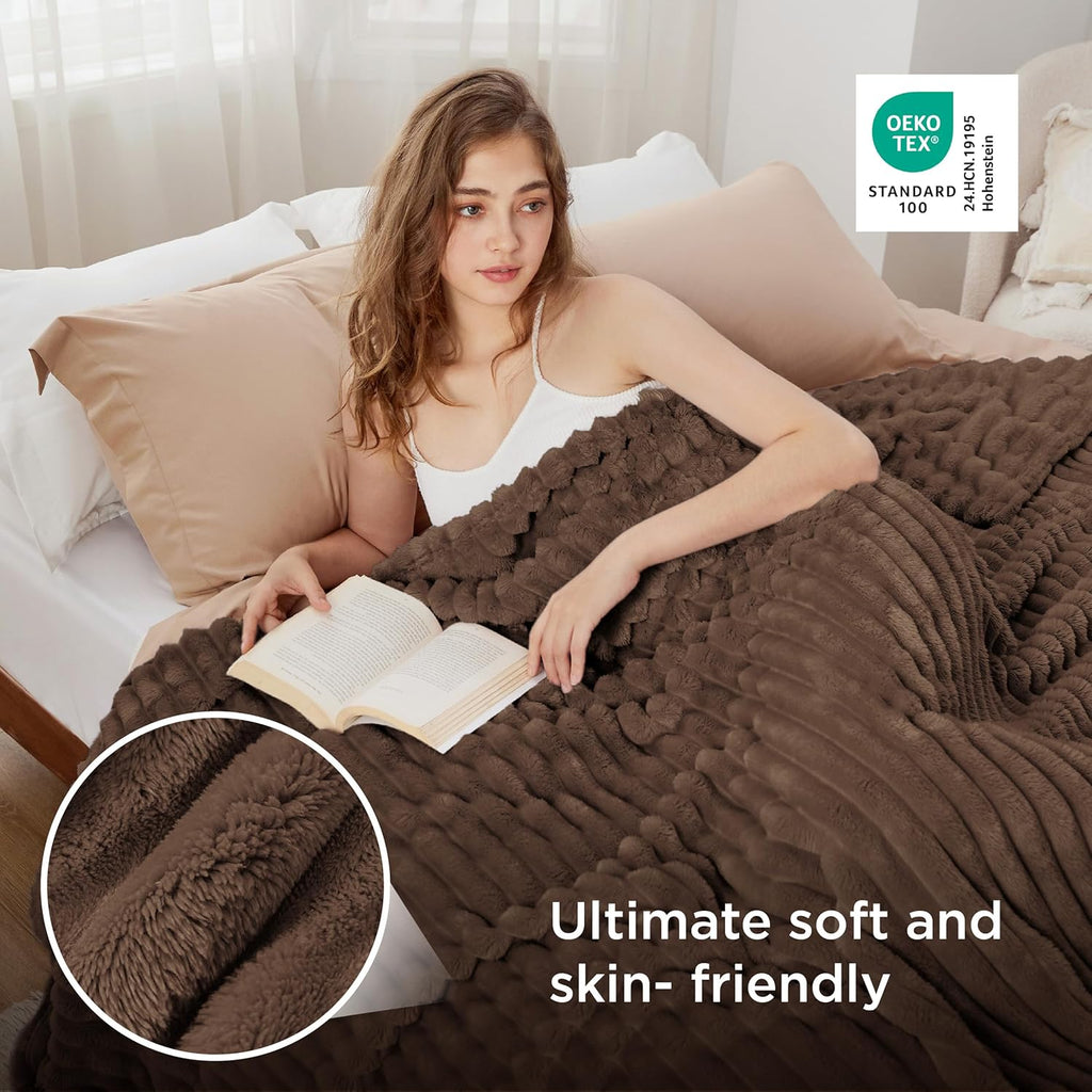 Bedsure GentleSoft Fleece Blanket - Cozy Brown Throw for Couch, Perfect for Women & Girls | 90x90 Inches