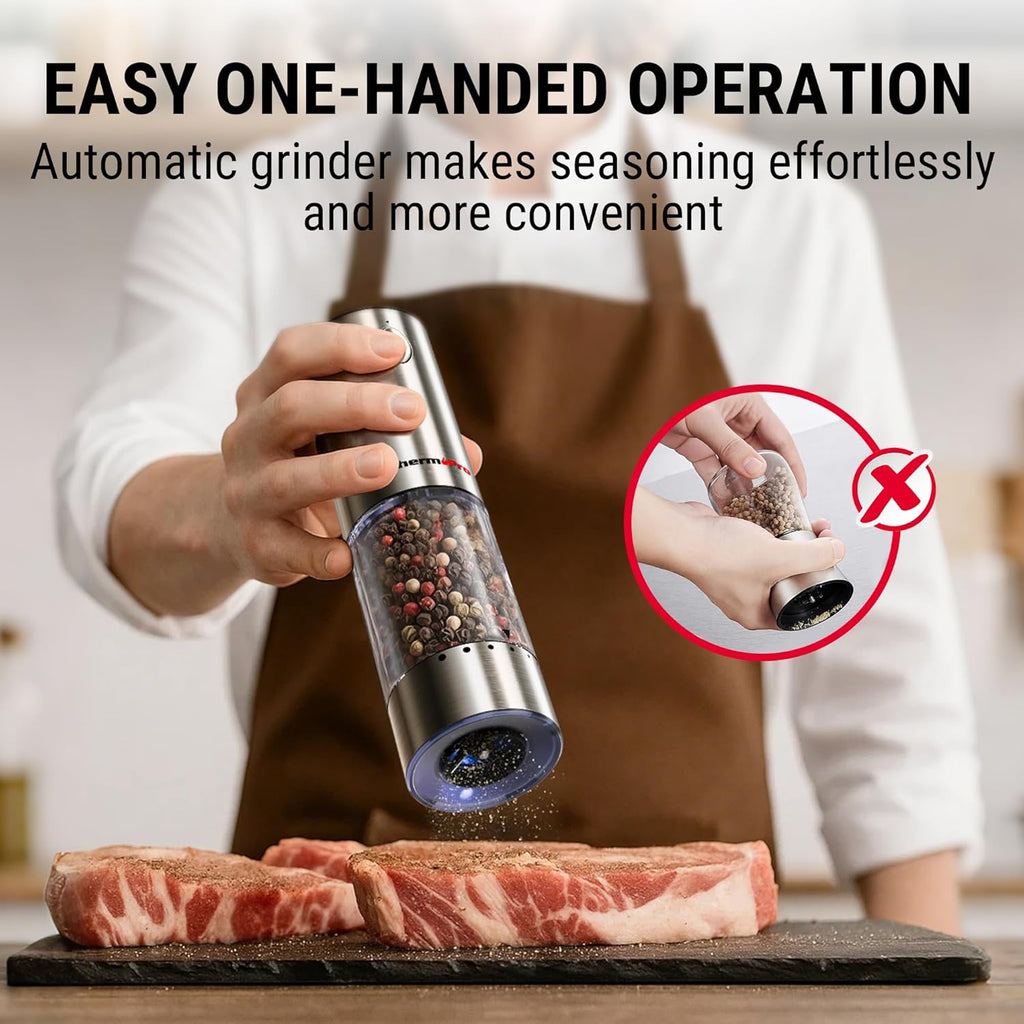 ThermoPro TP19H Digital Meat Thermometer - Ambidextrous Backlit Display for Perfect Cooking | Rechargeable Salt and Pepper Grinder Set