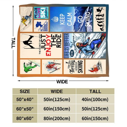 reoqeosy Skiing Blanket Ski Lovers Throw Blankets Cozy Plush Flannel Skiing Sports Blanket Gifts for Girls Boys Women Men 50"x40"