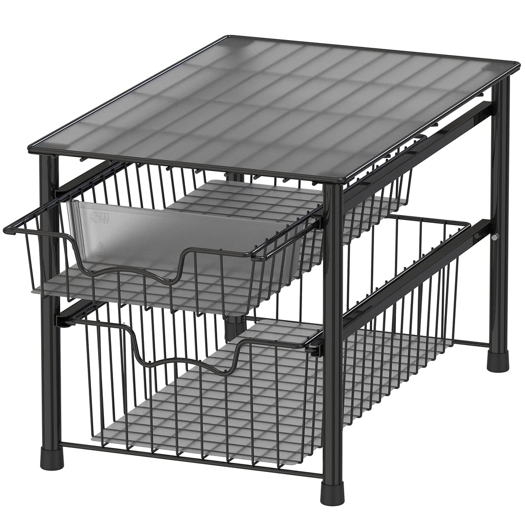 Simple Houseware Stackable 2 Tier Basket Drawer, Black