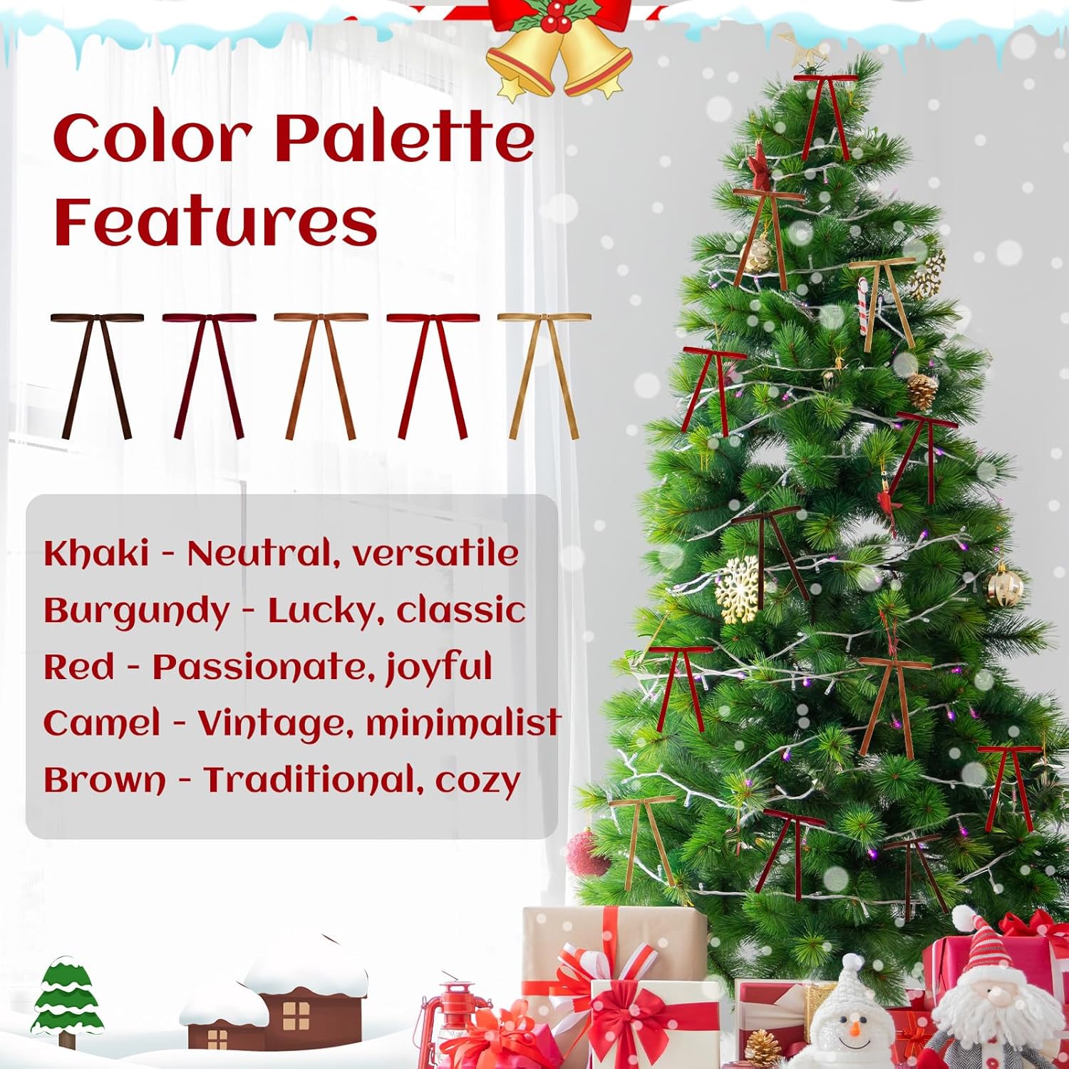 Regine Switzerland Burgundy Velvet Ribbon Bows - 24 PCS Tree Topper Ornaments | 5x7 Inch for Christmas Decor