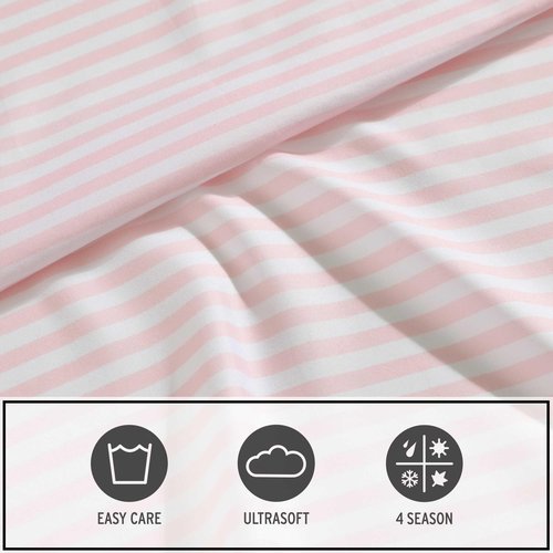 Eddie Bauer Kids - Twin XL Sheets, Stain-Resistant Toddler Bedding with Matching Sham(s), Super Soft, Ideal Girl Room Essentials (Little Stripe Pink, Twin XL)