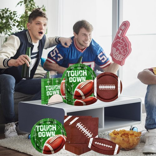 Lenyunge Football Party Supplies,100pcs Football Plates and Napkins Football Birthday Party Decorations for Football Game Day Tailgate Party Decorations,Serve 25