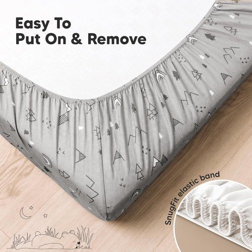 KeaBabies Organic Crib Sheets - 2-Pack Fitted Baby Mattress Covers | Soft Jersey Cotton, Neutral Woodland Prints, 52x28