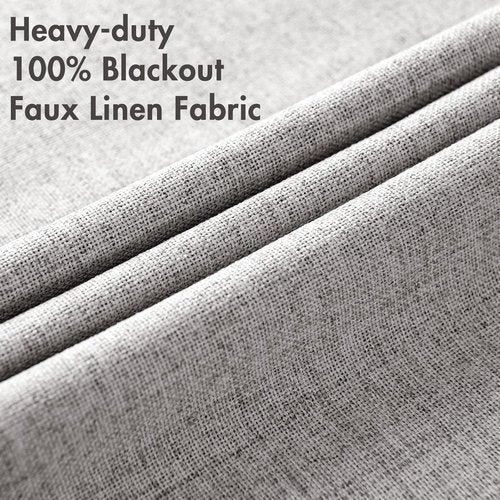 MIULEE Blackout Curtains - 100% Thermal Insulated Light Gray Linen Texture Drapes | 52x96 Inch (2 Panels)