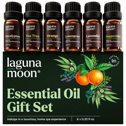Lagunamoon Essential Oils Aromatherapy Set - 6 Premium Oils for Diffusers & Home Care | 10mL Each