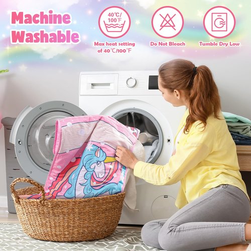 TANOSHII® Toddler Nap Mat with Pillow and Blanket, Portable Kids Sleeping Mats for Daycare, Preschool, 21" x 53", Lightweight and Soft Sleeping Bags for Kids-Galaxy Unicorn