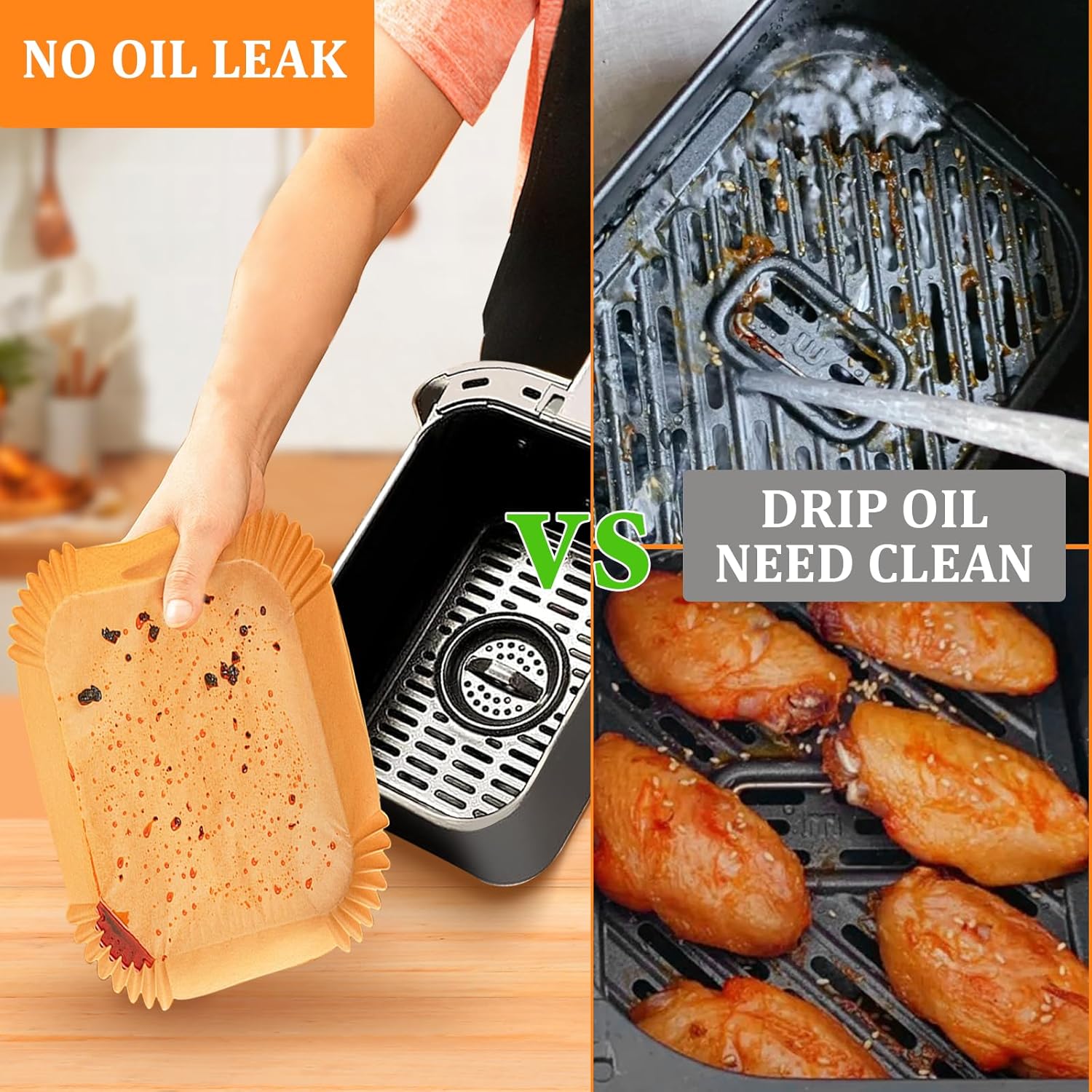Ninja 200PCS Air Fryer Liners - Non-Stick Disposable Parchment Paper for DZ201/DZ401 | Food Grade (8.6 x 5.5 Inch)