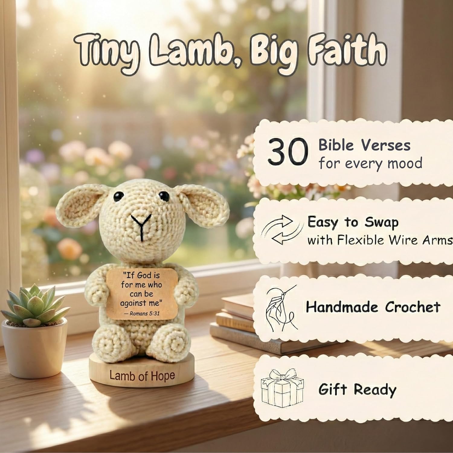 Positive Crochet | Empowering Bible Verse Prayer Cards - 30 Inspirational Cards for Emotional Support | Perfect Christian Gift for Mother's Day or Birthdays