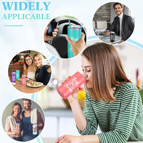 Bokon 12 Sets Thank You Gifts for Being Awesome Tumblers 16 oz Stainless Steel Travel Tumbler with Lid and Straw Employee Appreciation Gifts for Office Employee Coworkers Friends (Classic Colors)