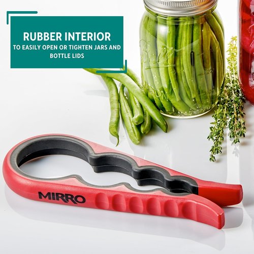 MIRRO Canning Jar Opener - Effortless Grip Design for Easy Jar Opening | Vibrant Red Color