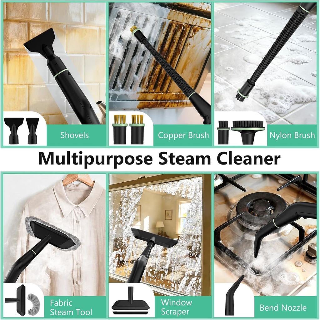Skiennix Portable Steam Cleaner - 16-Piece Accessory Set | 6-Level Adjustable Heat, Fast 15s Heat-Up