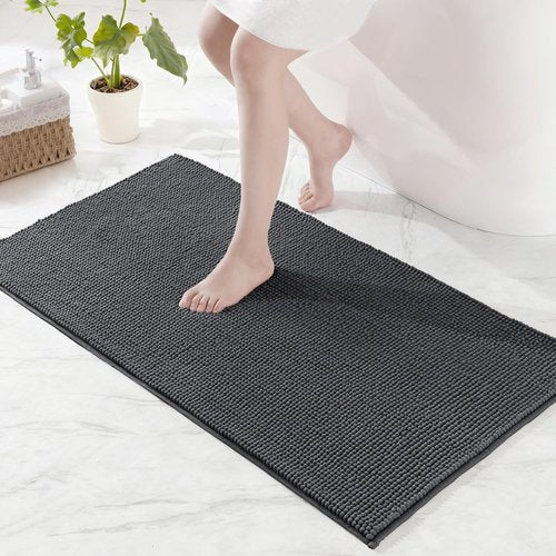 Exclusivo Mezcla Bathroom Rugs - Extra Soft Chenille Mat, Quick Dry & Machine Washable | 24x36, Grey