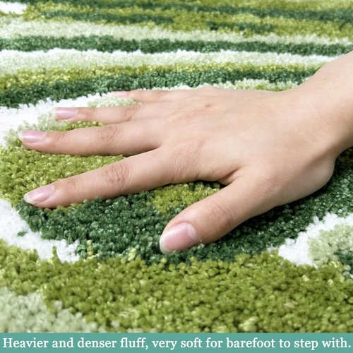 Homantic Bathroom Rugs Sets 2 Piece, Green Natural Scenery Bath Mat, Absorbent Bath Mats for Floor Set of 2, Green Bathroom Rug Set Bath Rug Moss Décor 18x26 + 20x32