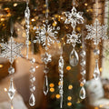 Skiennix 18pcs Crystal Christmas Ornaments - Hanging Acrylic Snowflake Icicles for Winter Decor